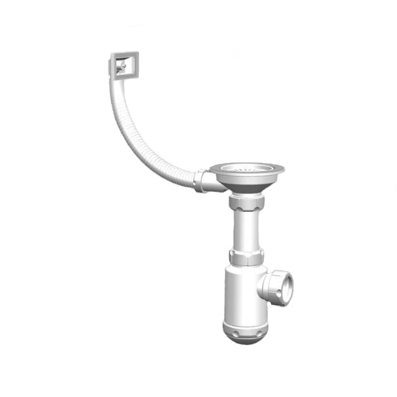 Санпласт сифон для кухни LINE/GRAND 3 1/2" с прямоугольным переливом  (112"-40/50) (1/20шт) - Изображение №1