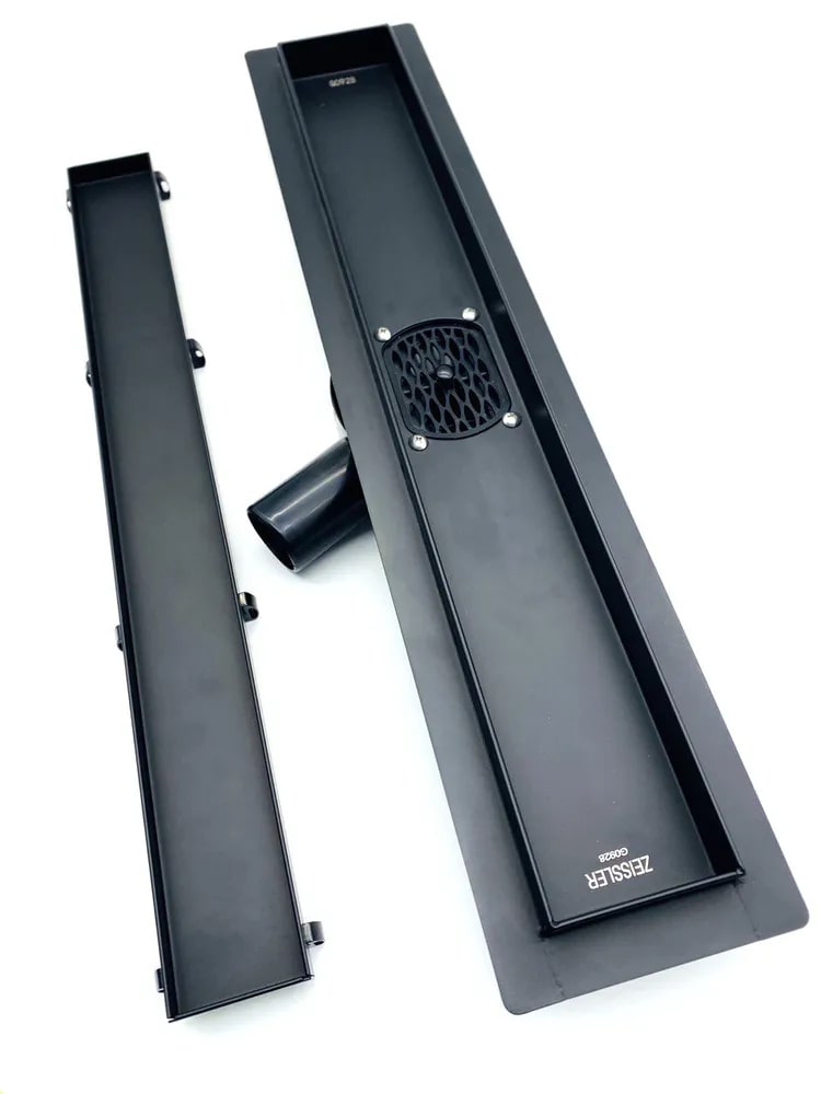 Трап-лоток 40 см под кладку плитки черный (сухой + гидрозатвор)  ZEISSLER BAD554002BK (1шт/4шт упак) - Изображение №2