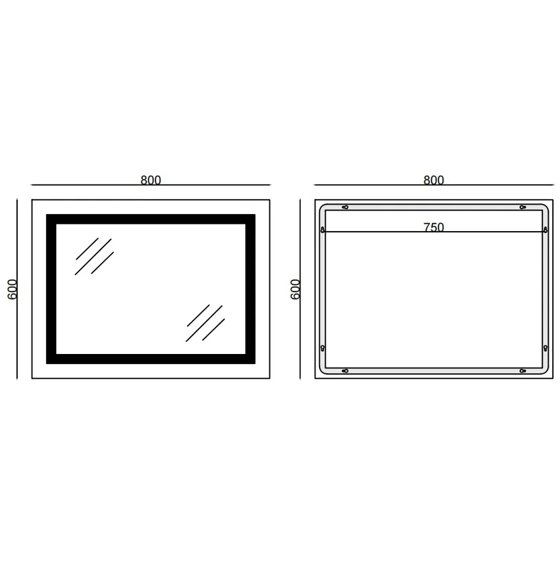 MIXXUS WARM MR02-80x60 Зеркало с LED Touch, Anti-fog, димером, регулятором яркости, часами - Изображение №2