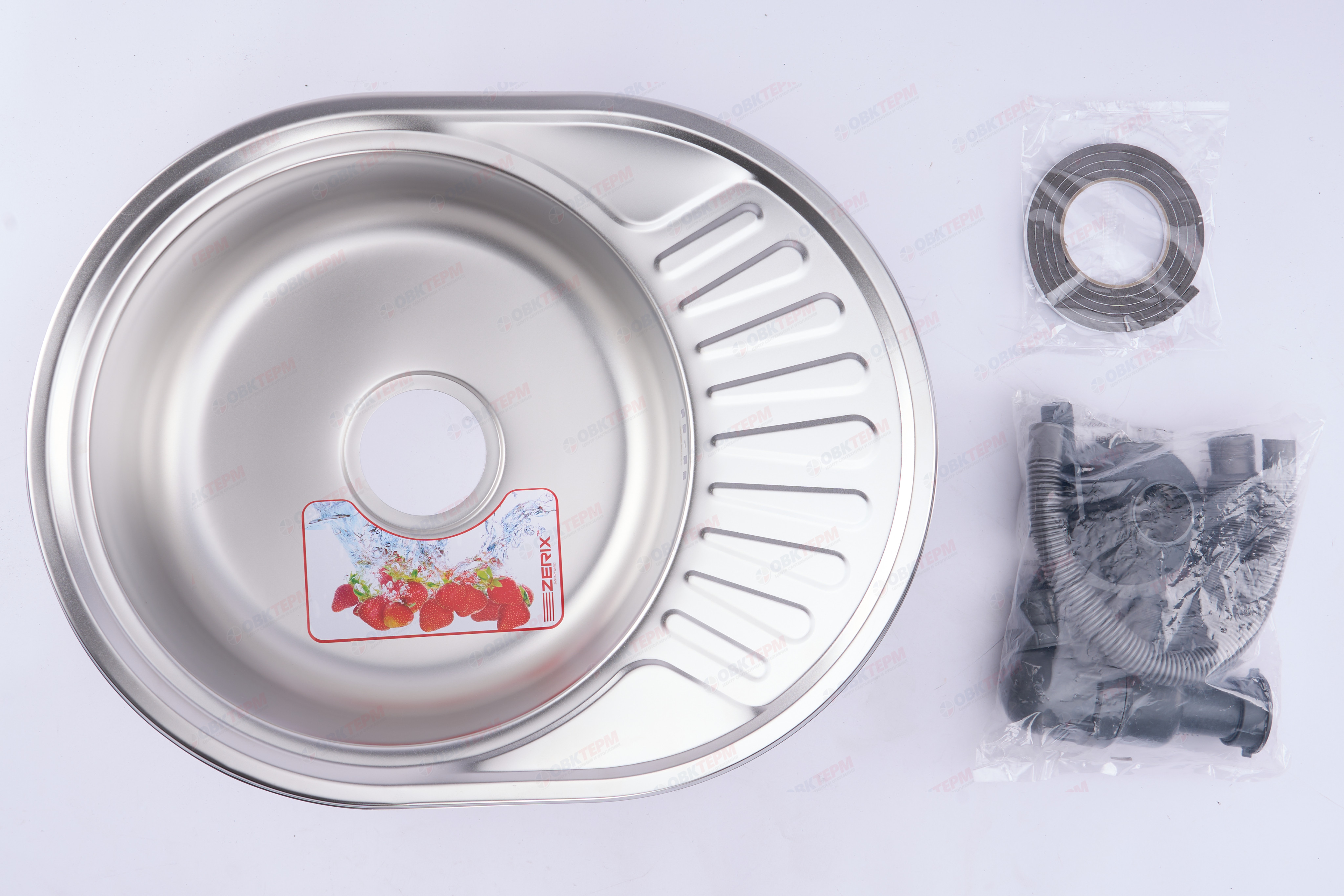 ZERIX мойка Z5745-06-160E (SATIN) ВРЕЗНАЯ /сифон (10шт/ящ) - Изображение №5