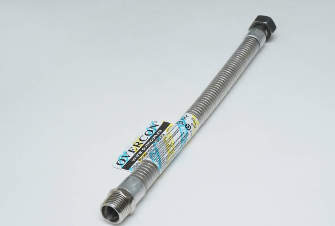 Сильфонная подводка вода/газ  ПВХ обол. "OVERCON" 1/2 ГШ 200см (15/1) - Изображение №1