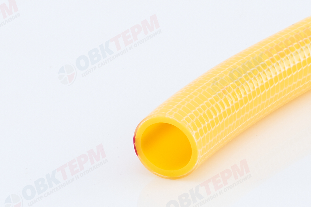 Шланг поливочный ПВХ "SLON" силикон желтый с красной полосой армир. 3-х слойный 1/2 (25 м) - Изображение №2