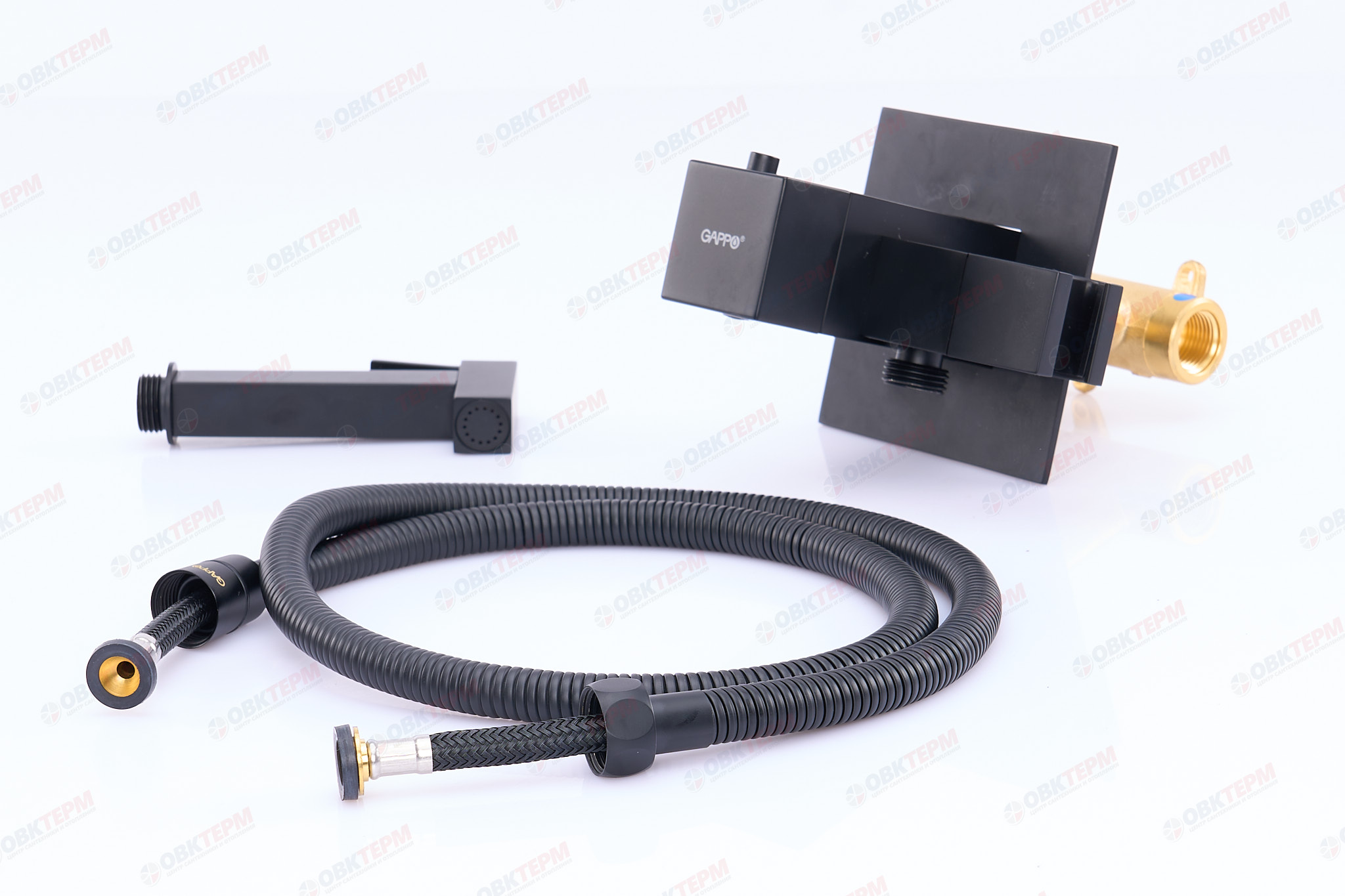 Смеситель с гигиеническим душем GAPPO G7207-60 латунь /чёрный /термостат - Изображение №4
