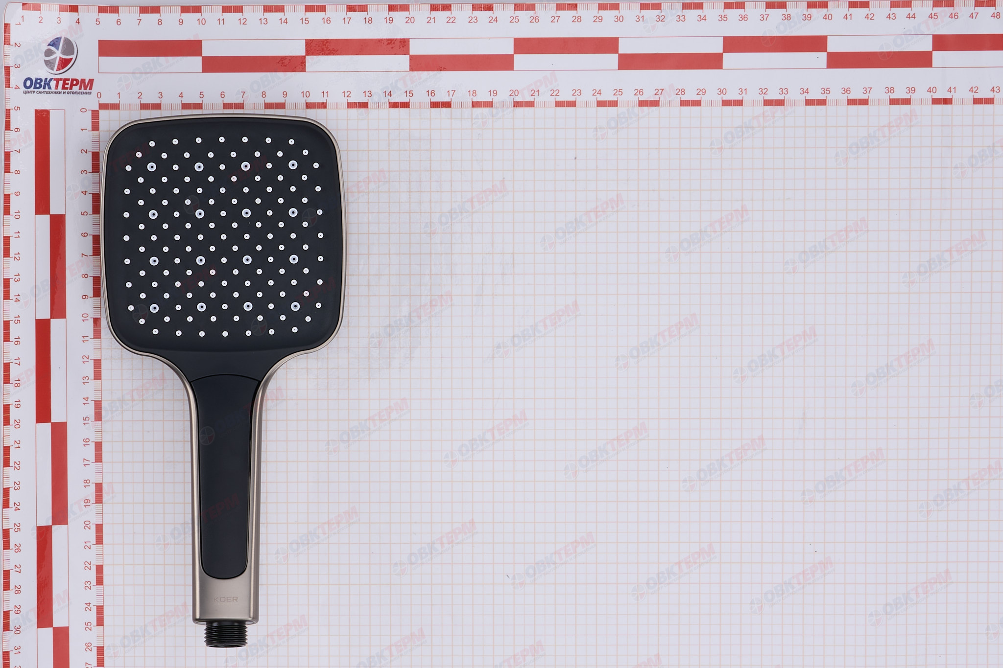 Лейка д/душа ручная KOER KP-0402-07 (3 режима, цвет ГРАФИТ) 115*115мм (30 шт/ящ) - Изображение №5