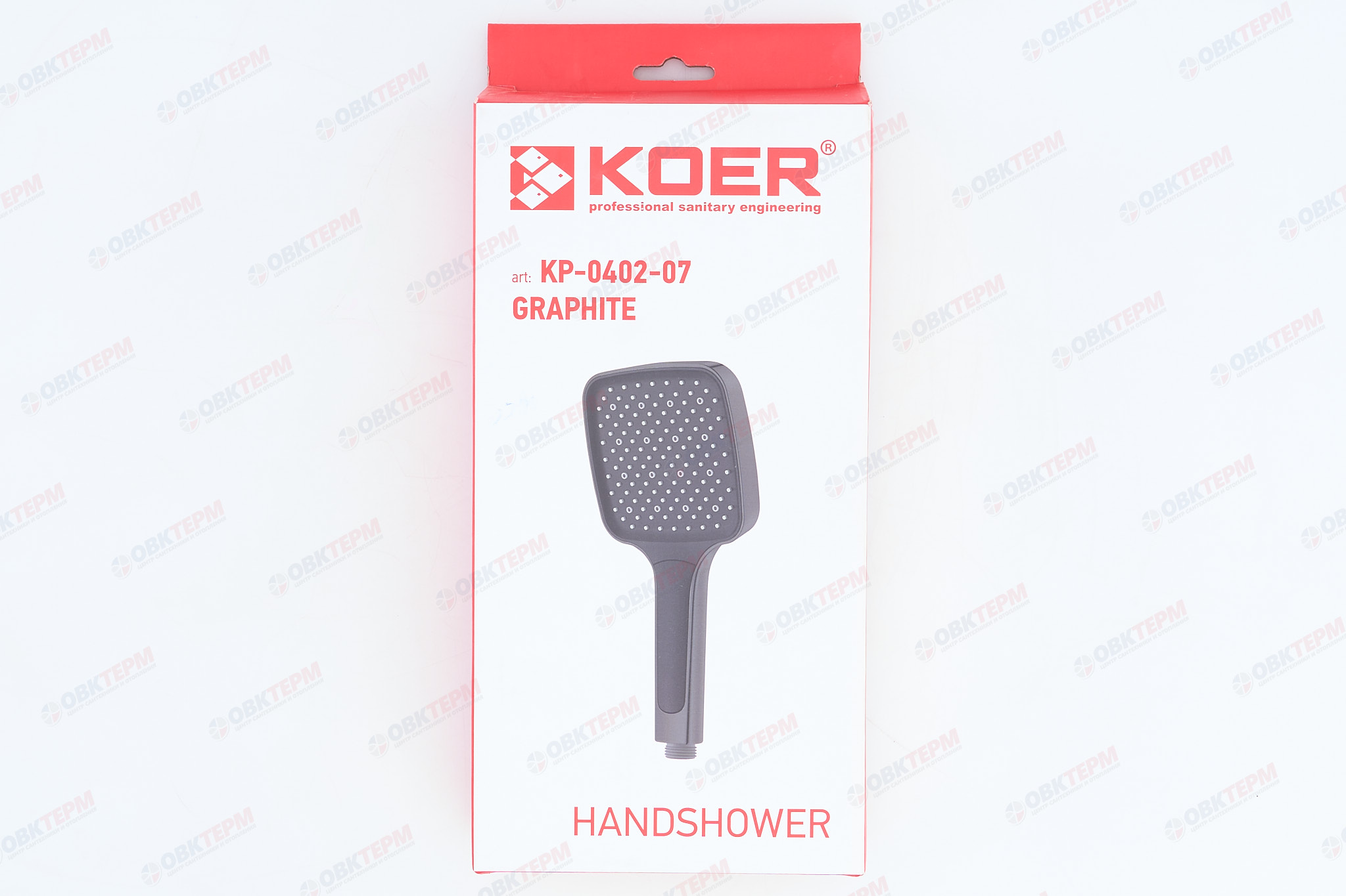 Лейка д/душа ручная KOER KP-0402-07 (3 режима, цвет ГРАФИТ) 115*115мм (30 шт/ящ) - миниатюра №6
