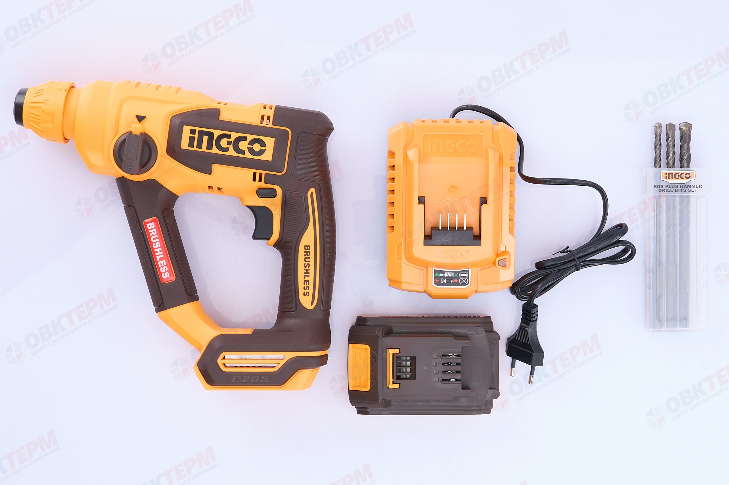 Перфоратор аккум. Б/Щ INGCO INDUSTRIAL (20В MAX, 1,8 Дж, 2 режима, 1 АКБ * 2Ач, ЗУ, КЕЙС) - Изображение №2