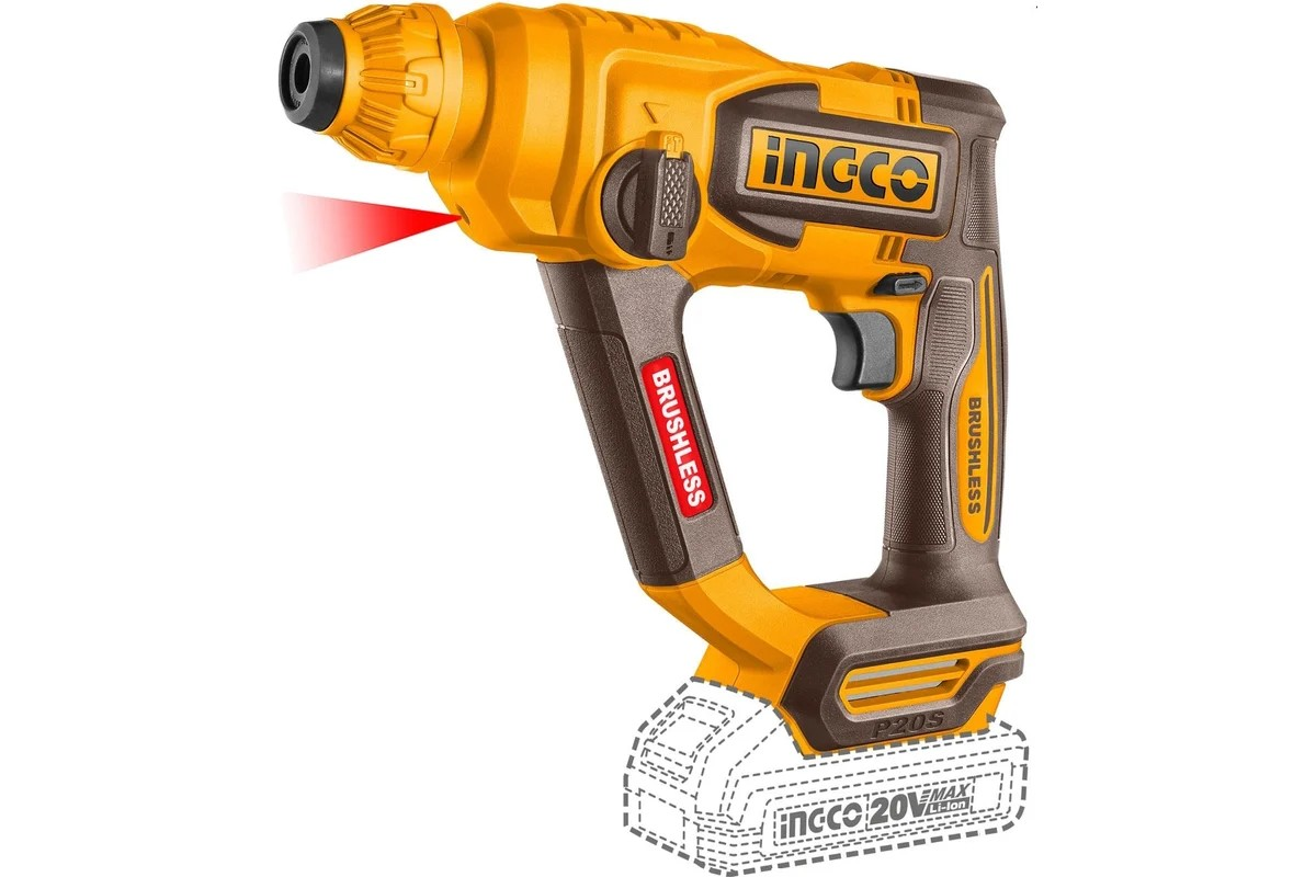 Перфоратор аккум. Б/Щ INGCO INDUSTRIAL (20В MAX, 1,8 Дж, 2 режима, 1 АКБ * 2Ач, ЗУ, КЕЙС) - Изображение №1
