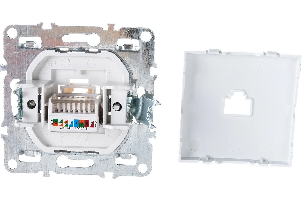 Розетка компьютерная 1-местная RJ-45 (механизм), STEKKER серия Эрна, PST00-9107-01, белый - Изображение №3