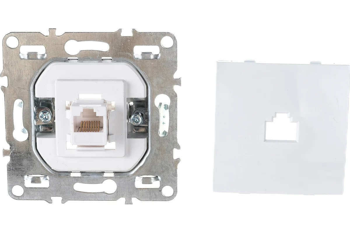 Розетка компьютерная 1-местная RJ-45 (механизм), STEKKER серия Эрна, PST00-9107-01, белый - Изображение №4