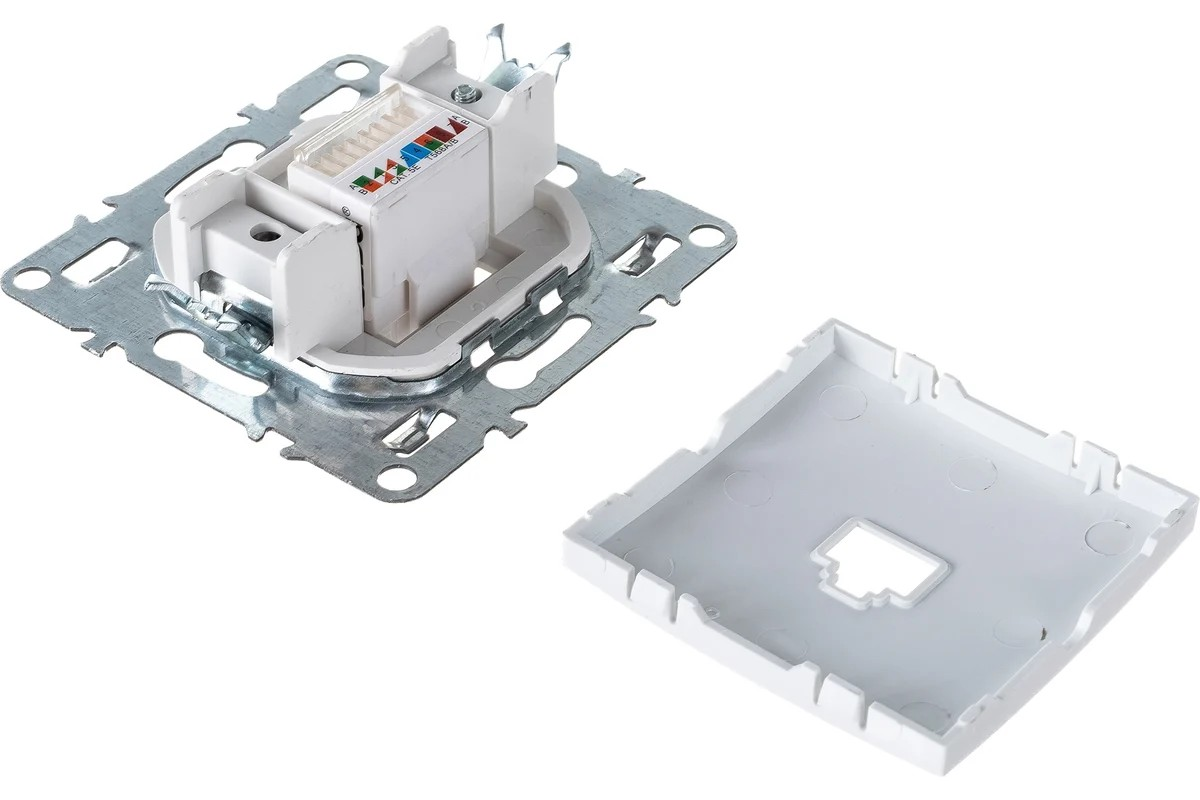 Розетка компьютерная 1-местная RJ-45 (механизм), STEKKER серия Эрна, PST00-9107-01, белый - миниатюра №6