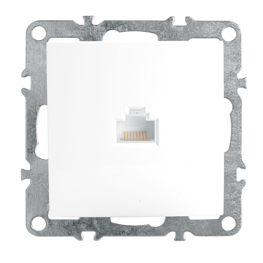 Розетка компьютерная 1-местная RJ-45 (механизм), STEKKER серия Эрна, PST00-9107-01, белый - Изображение №1