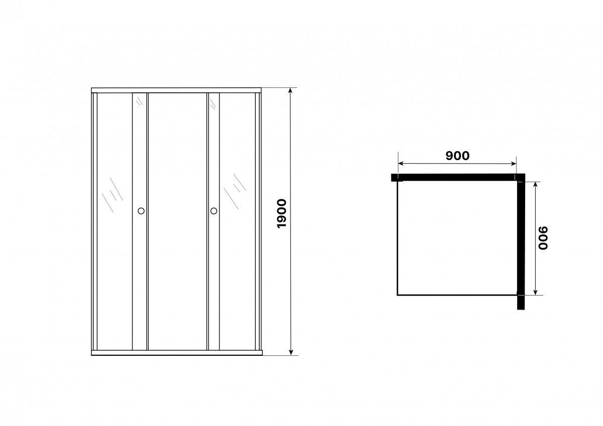 Душ. ограждение NIAGARA NG-1009-14QT (900х900х1900) стекло тонированное (БЕЗ ПОДДОНА) (1 место) - Изображение №2