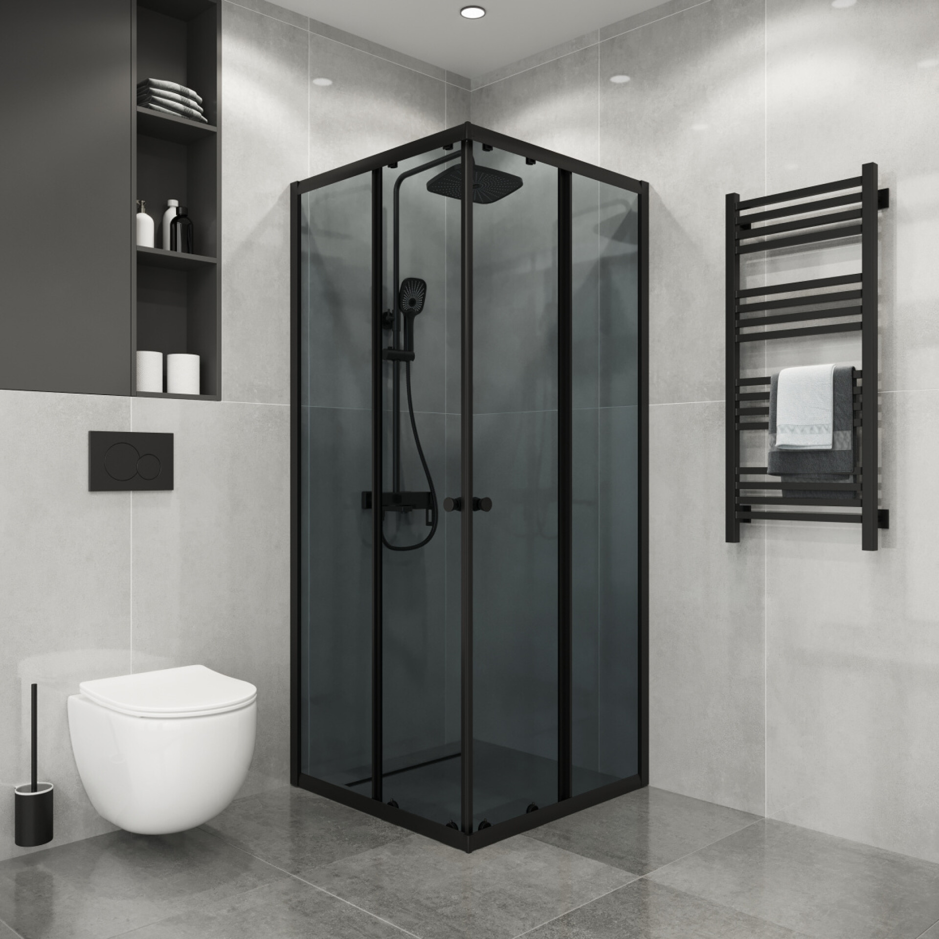 Душ. ограждение NIAGARA NG-1009-14QT (900х900х1900) стекло тонированное (БЕЗ ПОДДОНА) (1 место) - Изображение №1