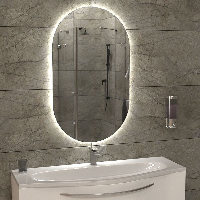 Зеркало  600х1000  LED подс.6500К 9,6 Вт/м с сенс.выкл., унив. крепление  КЗСК - миниатюра №2