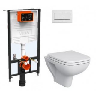 Комплект унитаза с инсталляц. VitrA S20 9004B003-7207 с сиденьем SC и хром. клавишей смыва - Изображение №1