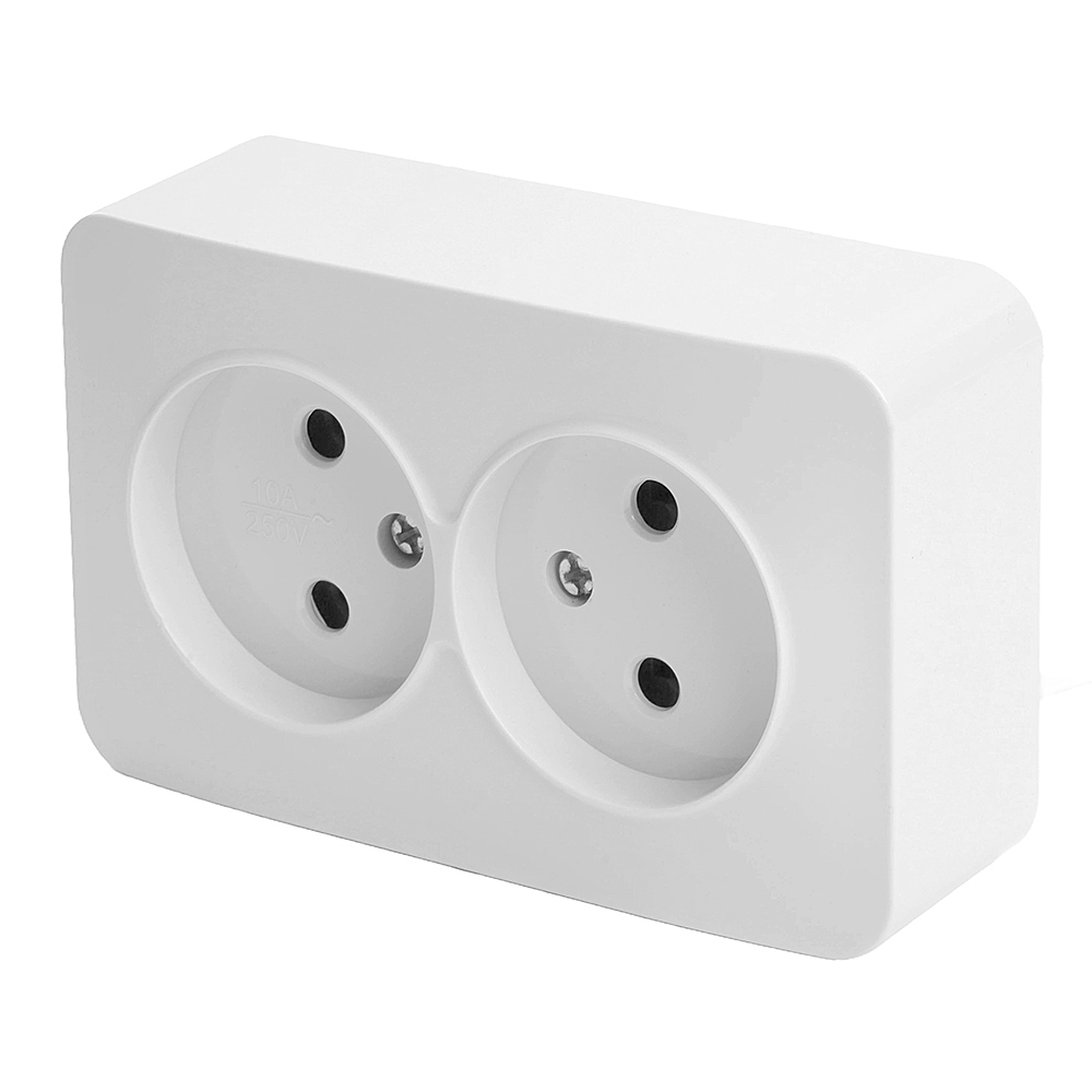 Розетка 2-местная б/з открытой установки, 250В, 10А, IP20, серия София, белый, MST10-12-01 - Изображение №1