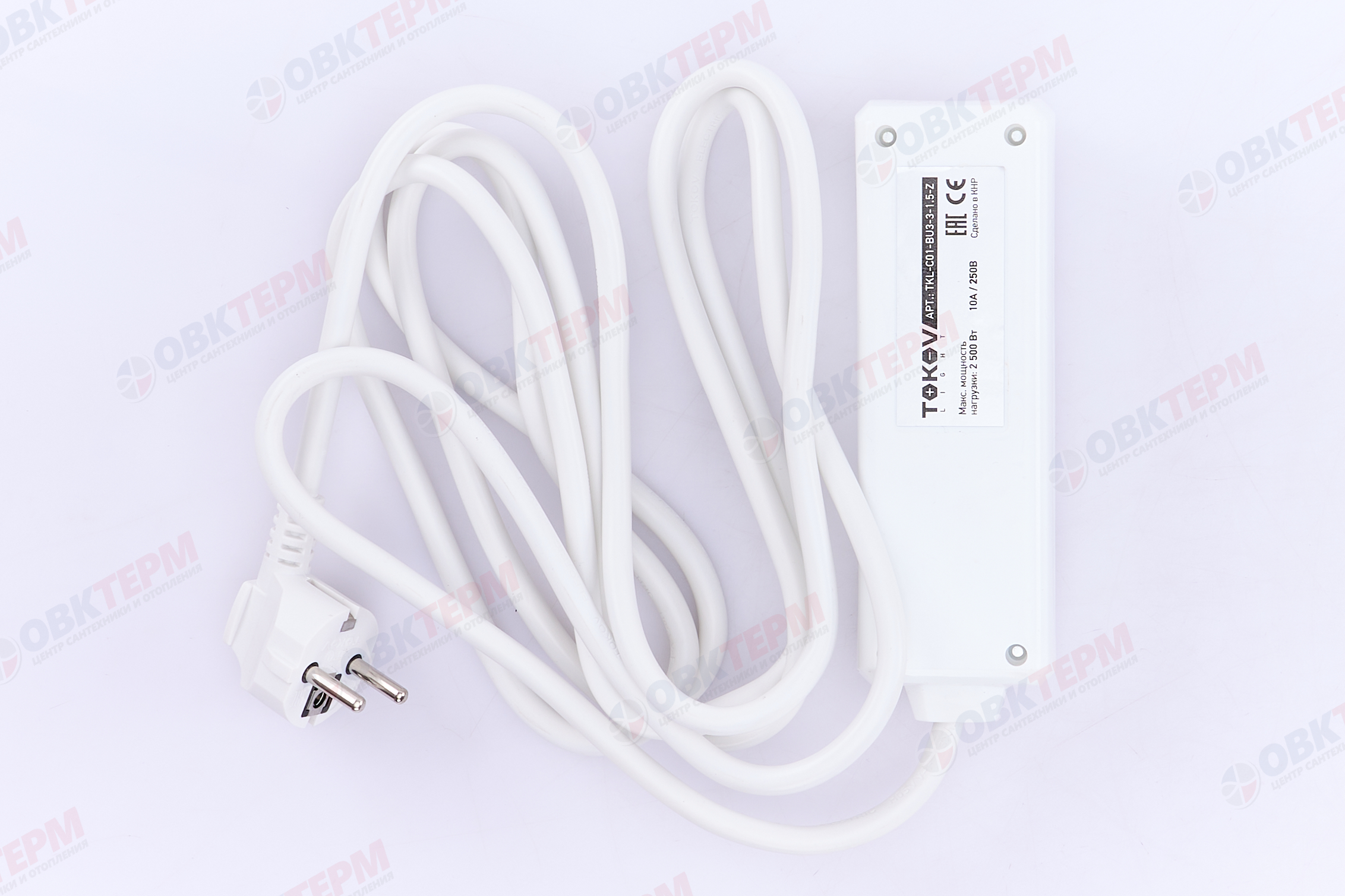 Удлинитель трёхместный 3м с/з, 3х1,5 10А, белый, TOKOV LIGHT - миниатюра №4