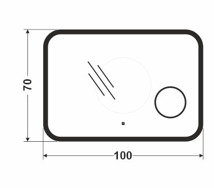 Зеркало 1000х700 прямоугольное  LED подс.6500К 9,6 Вт/м косметич зерк с подсвет 16*16 сенс.выкл КЗСК - Изображение №3