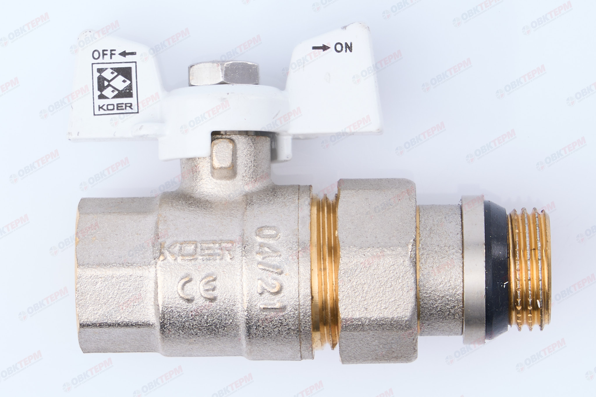 Кран шаровый с американкой "антипротечка"   KOER   1/2"  WHITE (KR.227.W-Gi)  (80шт/ящ) - Изображение №4