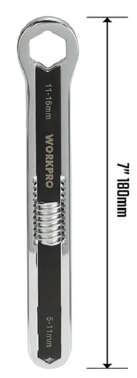 Ключ универсальный регулируемый гаечный (5 -11мм, 11-16мм, 9/32"-5/8") метрич,дюйм WORKPRO, Китай - Изображение №2