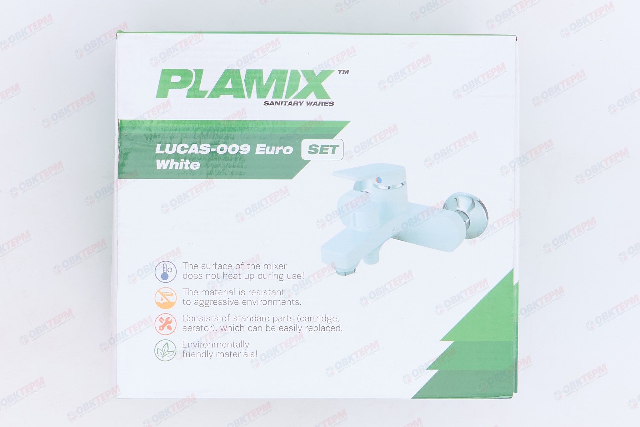 Смеситель д/ванны PLAMIX LUCAS-009 EURO SET WHITE (со шлангом, лейкой и кронштейном) (24 шт/ящ) - миниатюра №6