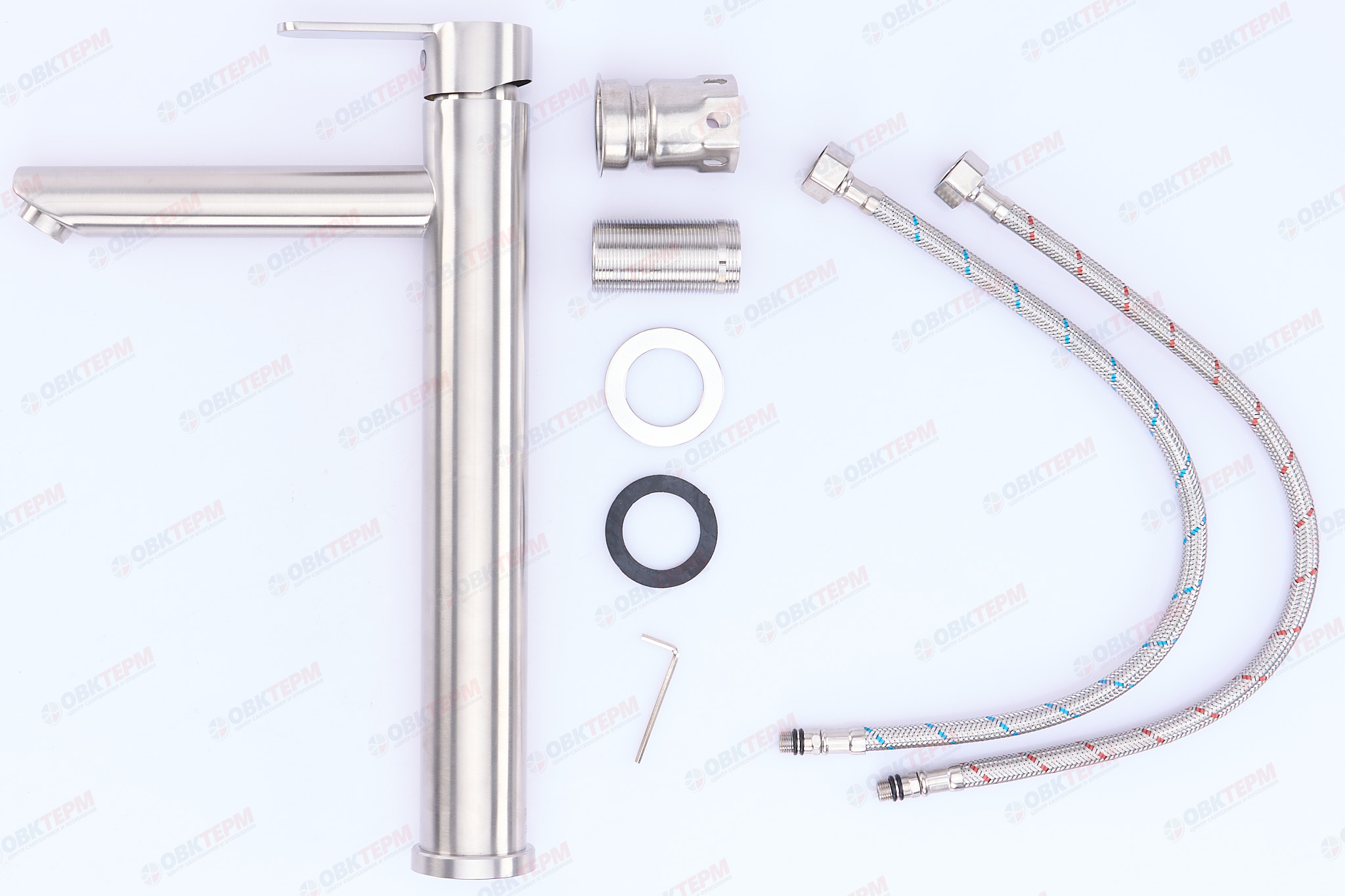 Смеситель д/умывальника FRAР F10801-2 сатин нерж/сталь ВЫСОКИЙ (Ø35, на гайке) (10 шт) - миниатюра №7
