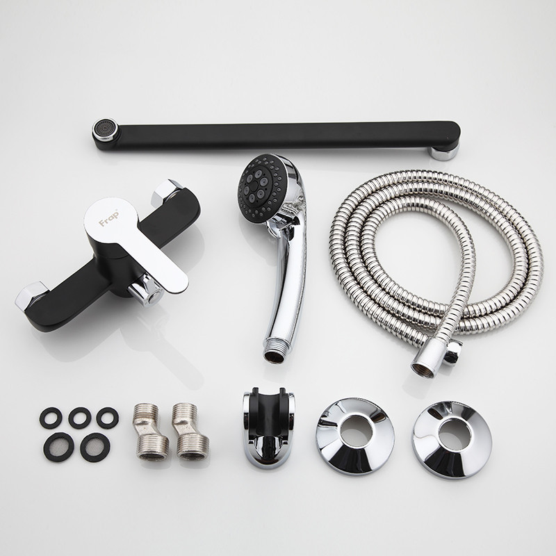 Смеситель д/ванны F2242 черный    (ф35, длинный гусак 35 см, евро перекл.)  FRAP - миниатюра №5