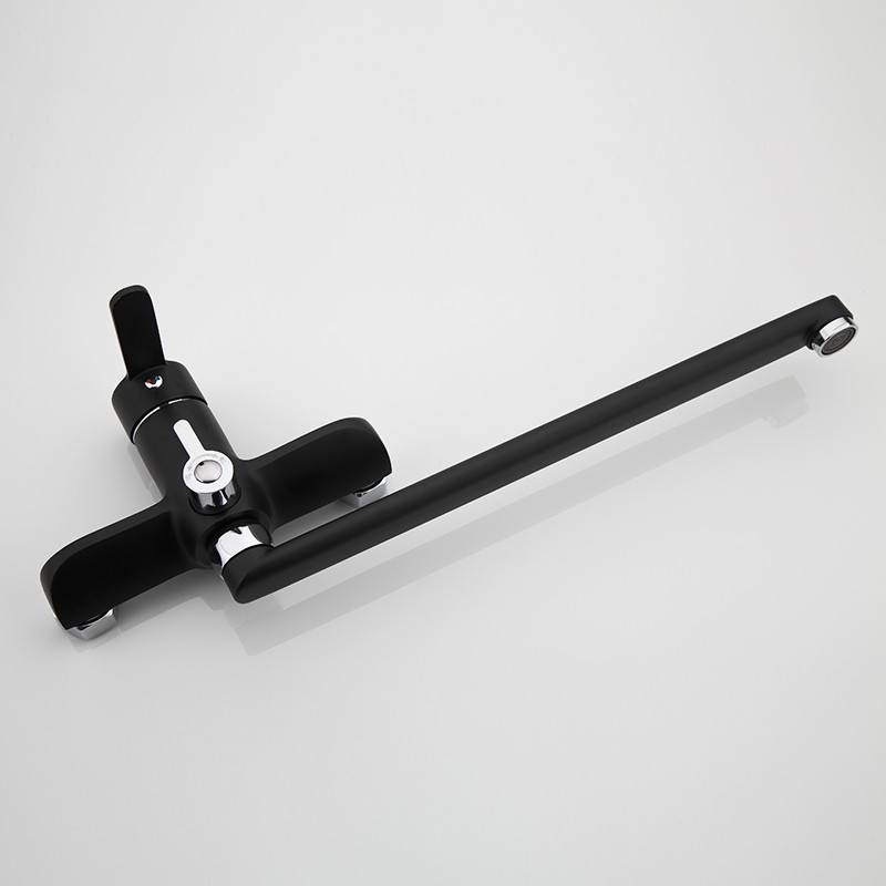 Смеситель д/ванны F2242 черный    (ф35, длинный гусак 35 см, евро перекл.)  FRAP - миниатюра №6