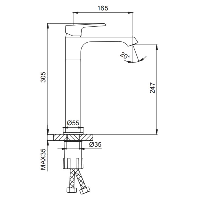 Смеситель д/умывальника FRAР F1071-29 оружейная сталь /высокий /латунь /Ø35 /гайка - миниатюра №2