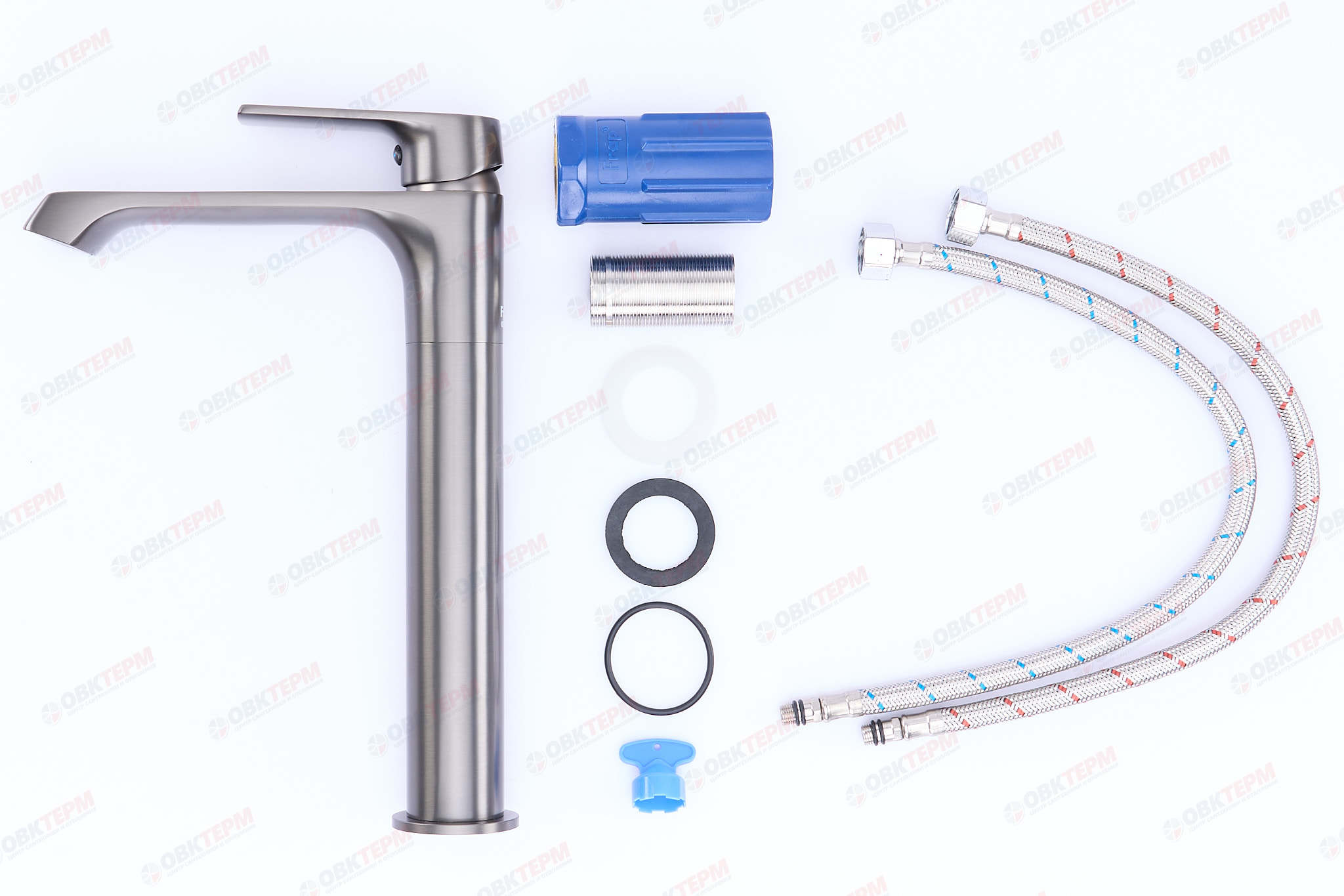 Смеситель д/умывальника FRAР F1071-29 оружейная сталь /высокий /латунь /Ø35 /гайка - миниатюра №4