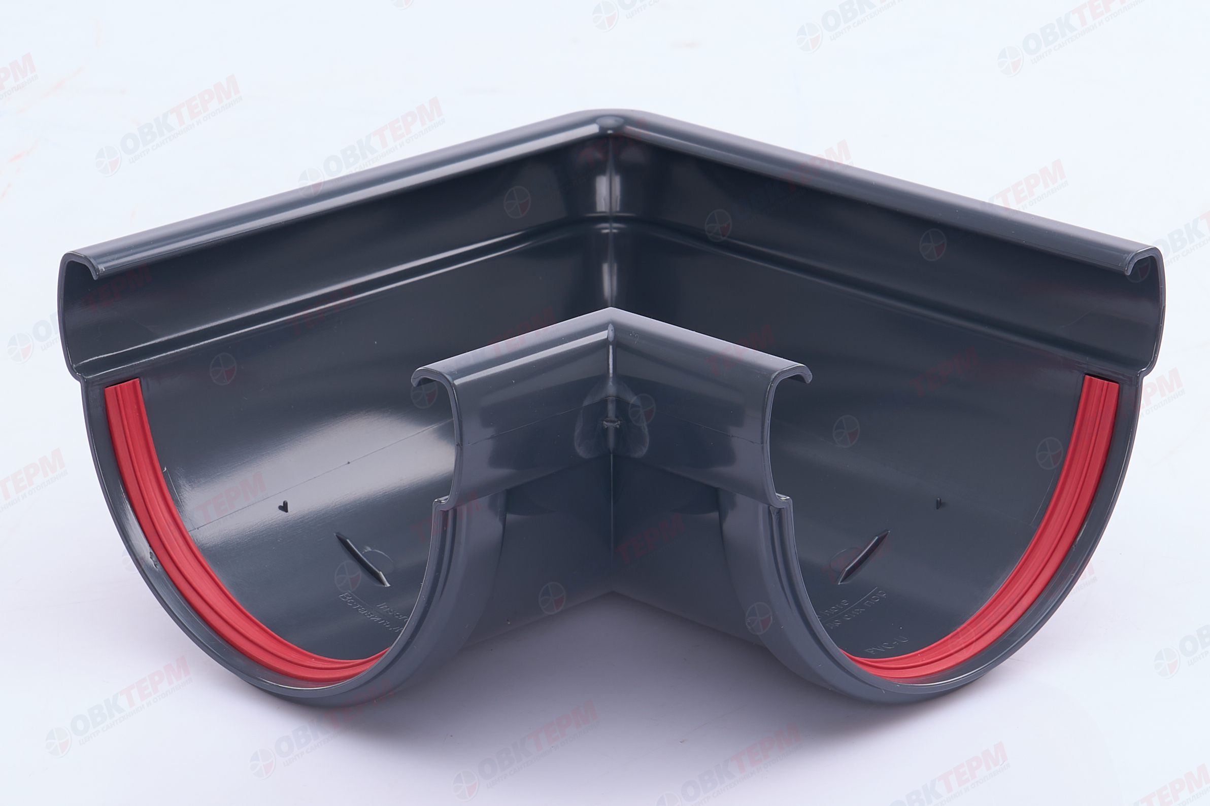 Угол желоба 90 град. Дизайн 135 ПВХ Grand Line графит (RAL 7024) (уп. 16шт) - Изображение №2