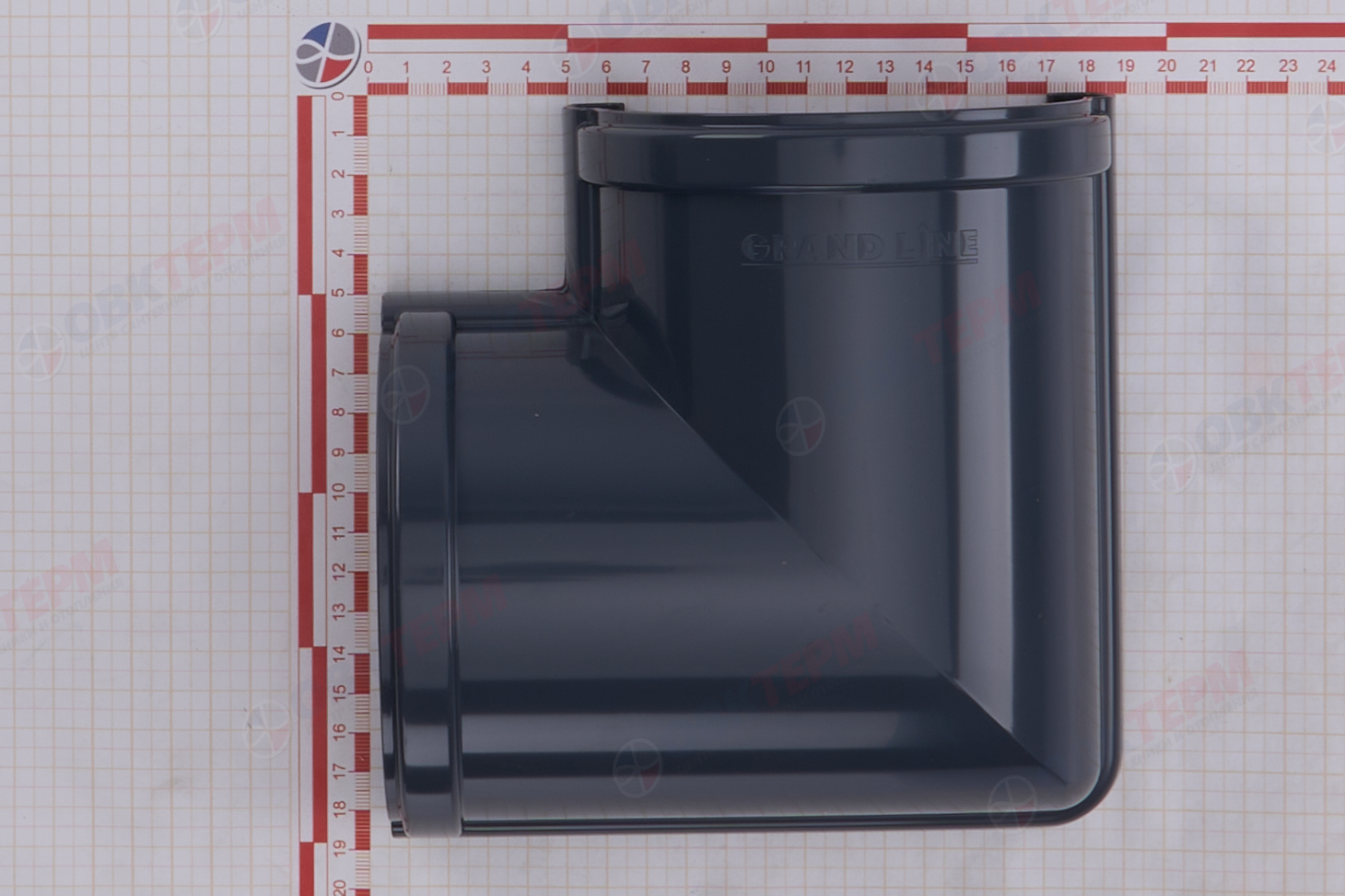 Угол желоба 90 град. Дизайн 135 ПВХ Grand Line графит (RAL 7024) (уп. 16шт) - миниатюра №7