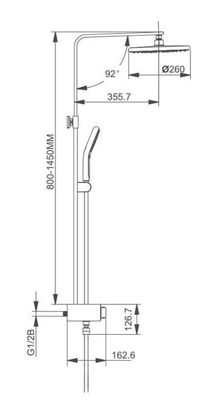 Душ/система GAPPO G2495-2 латунь/черный /термостат /лейка 3 реж /тропич. душ 260мм - миниатюра №3