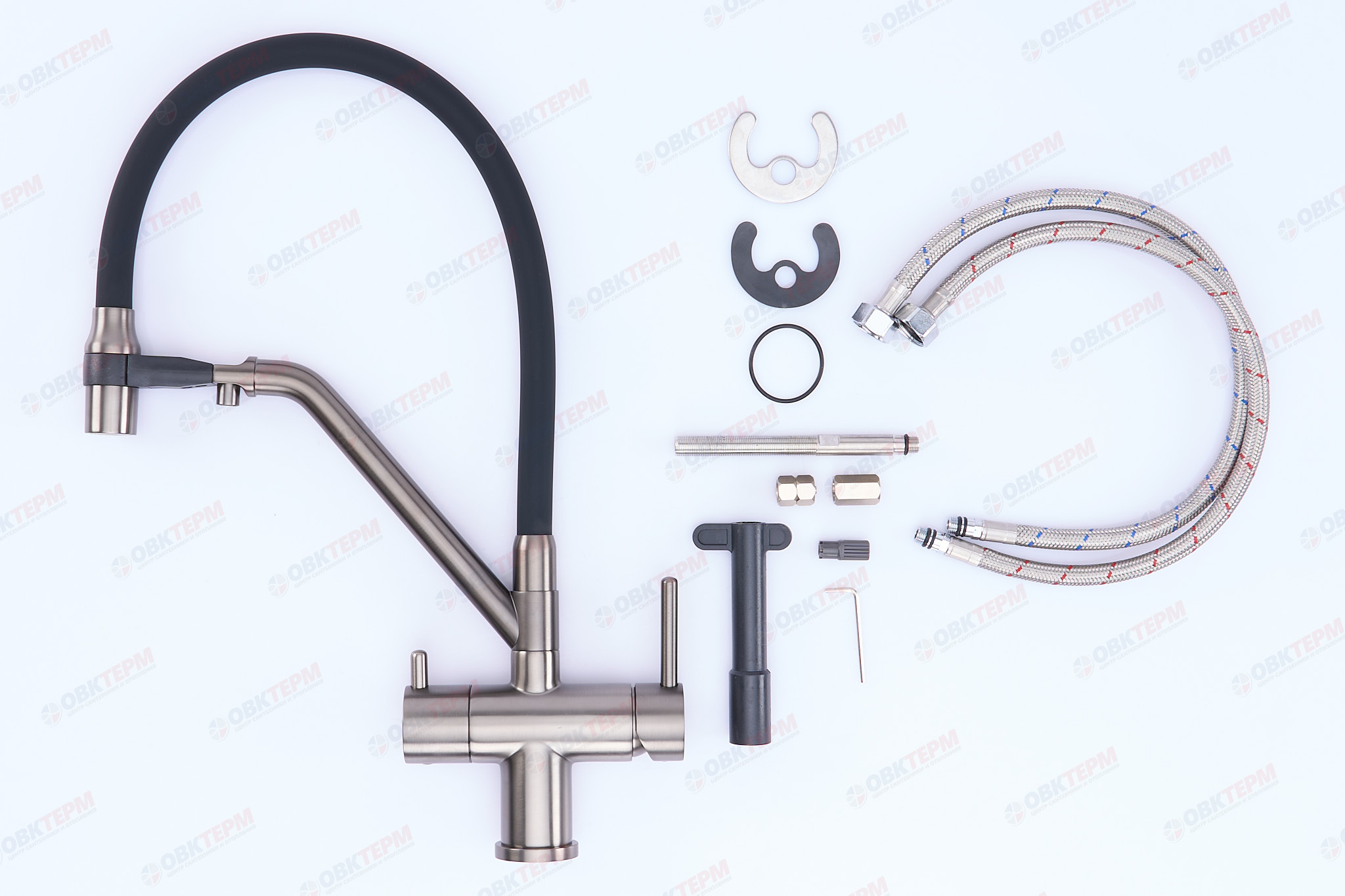 Смеситель д/кухни под ФИЛЬТР GAPPO G4398-89 латунь /оружейная сталь (Ø35, на шпильке) - Изображение №4