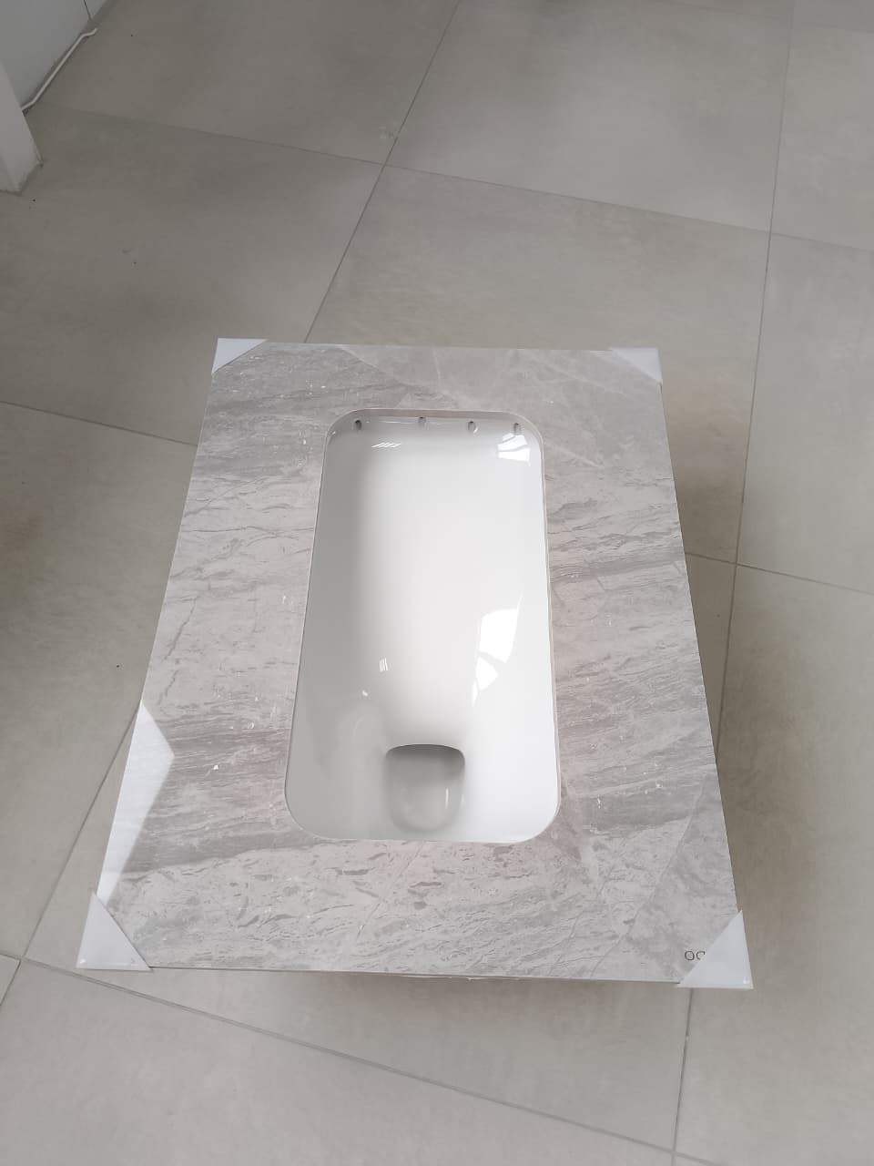 Чаша генуя керамическая RD-SP70IG (серый мрамор) цельнолитая с керамическим сифоном (ШВГ450*305*600) - Изображение №1