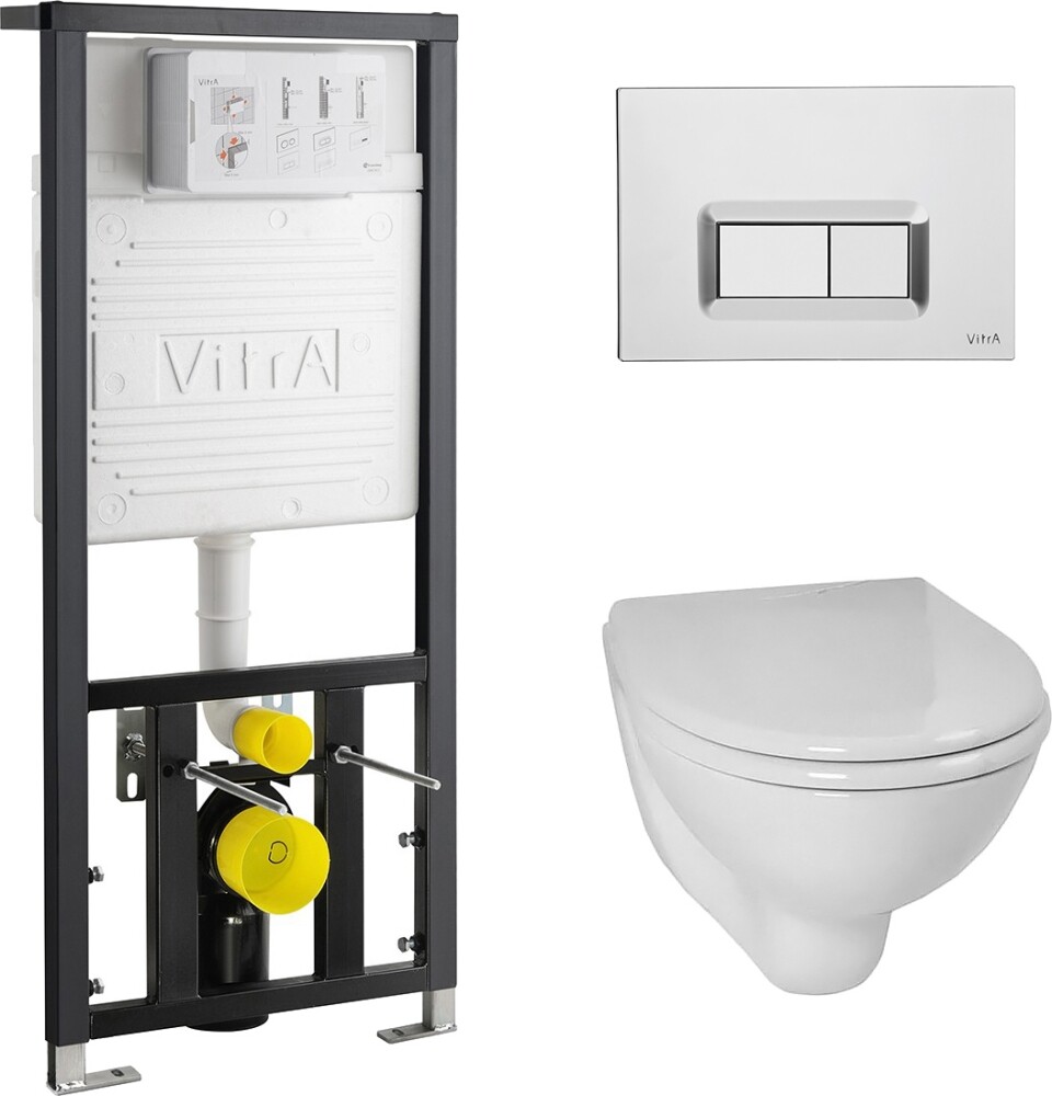Комплект унитаза с инсталляц. VitrA S40 L-box с толстой дюропластовой крышкой микролифт - Изображение №1