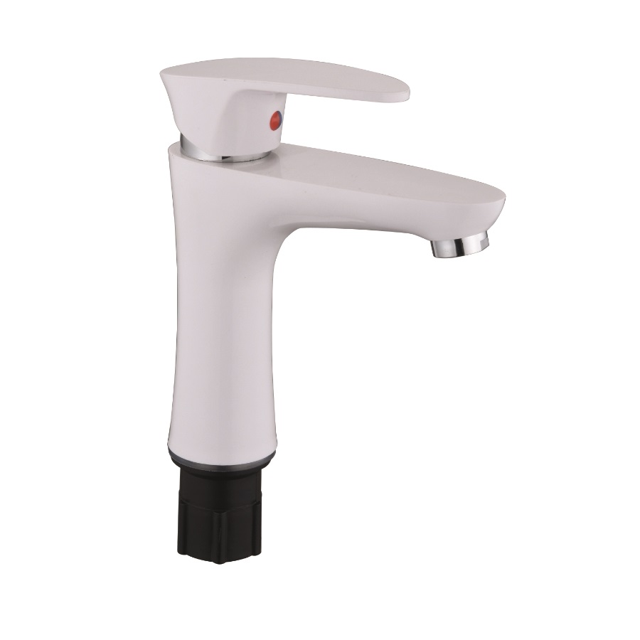 Смеситель для умывальника PLAMIX CEZAR-001 SET White (с подводкой) (20 шт/ящ) - Изображение №1