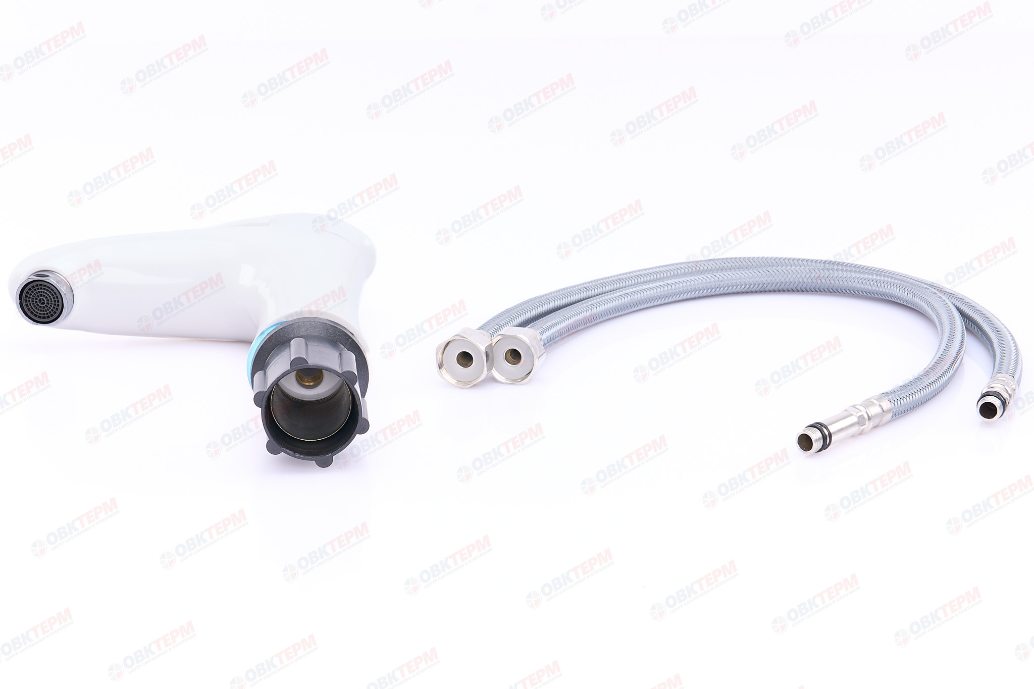 Смеситель для умывальника PLAMIX CEZAR-001 SET White (с подводкой) (20 шт/ящ) - Изображение №4