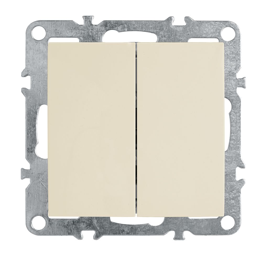 Выключатель 2-клавишный (механизм), STEKKER серия Эрна, PSW10-9104-02, слоновая кость - изображение №1