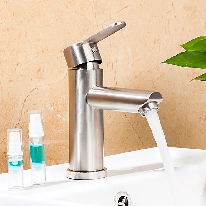 Смеситель д/умывальника FRAР F10801 сатин (Ø35, аэратор М24, на гайке) (10 шт) - миниатюра №3