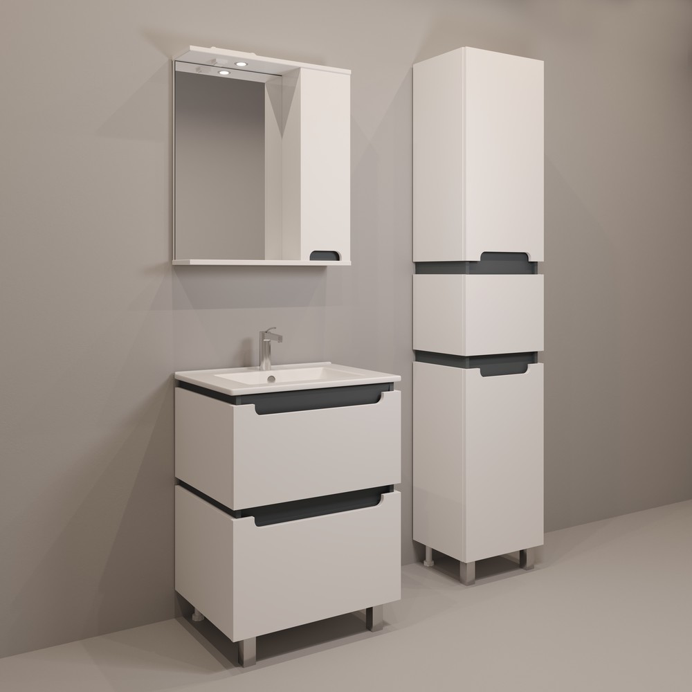 Зеркальный шкаф EvaGold  75  № 4 "Веста" белый/графит Pur-клей - Изображение №3