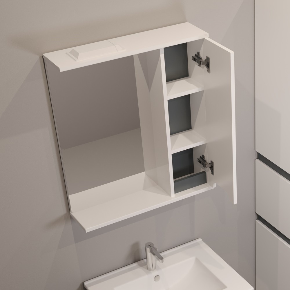 Зеркальный шкаф EvaGold  75  № 4 "Веста" белый/графит Pur-клей - Изображение №4