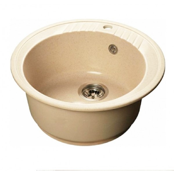 Мойка круглая 520*200мм GRANMILL 26  бежевый матовая - Изображение №1