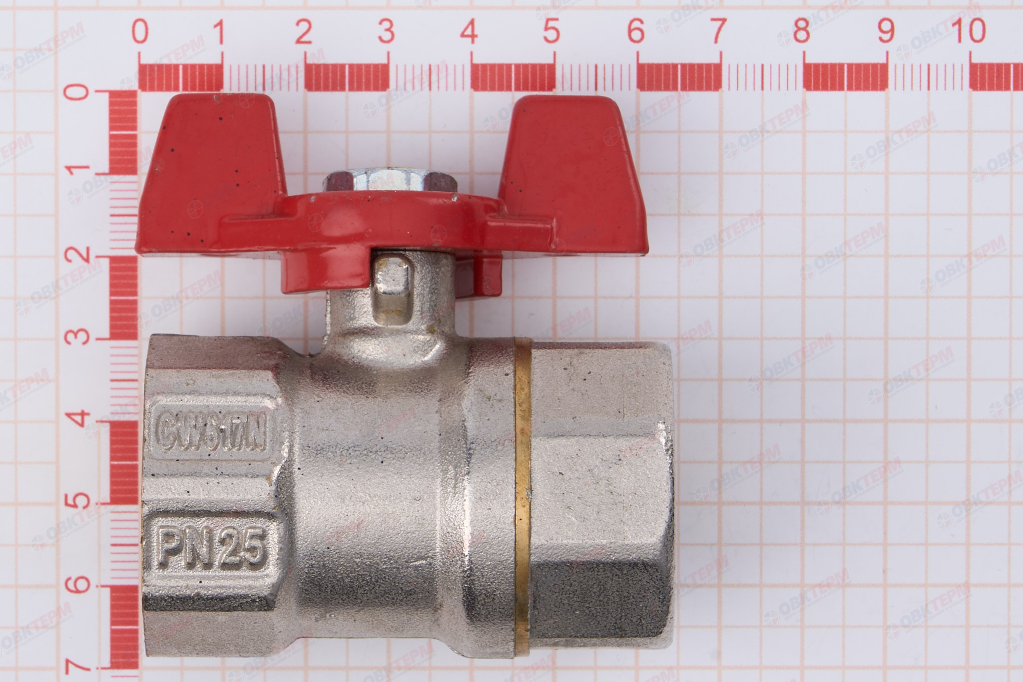 Кран  шаровый  RTP PN 25  1" ВВ бабочка   (40/10) - миниатюра №7
