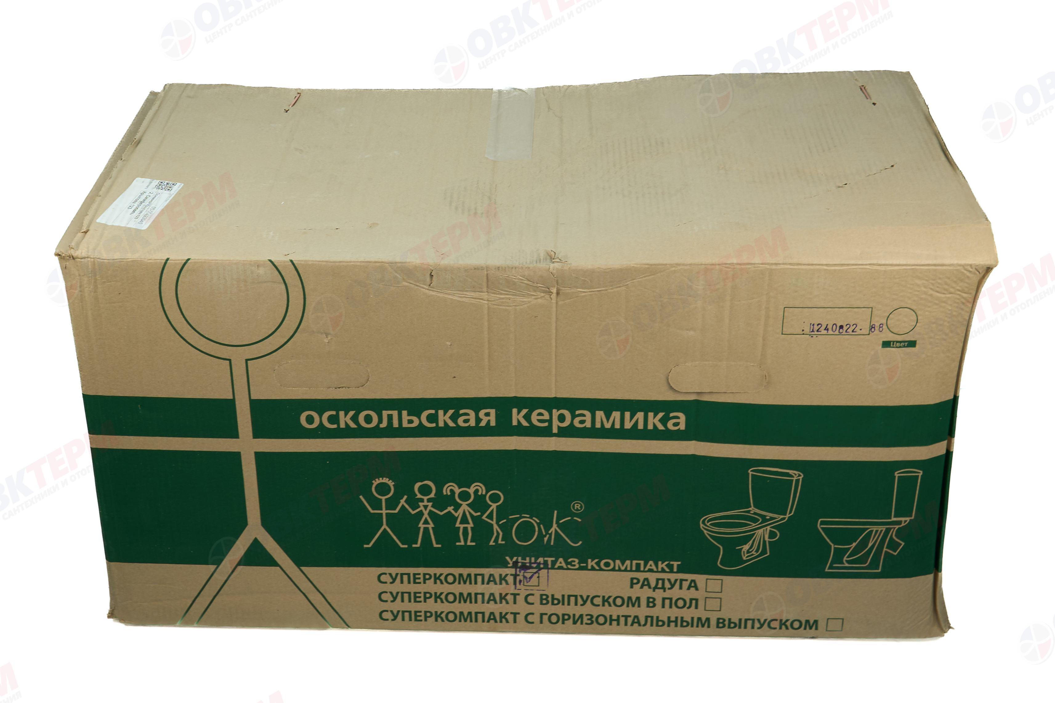 Унитаз-компакт ОК "СУПЕРКОМПАКТ" (КОСОЙ. выпуск., 1 режим, крышка ПП, ниж., подкл.)  772х370х600 мм - миниатюра №8