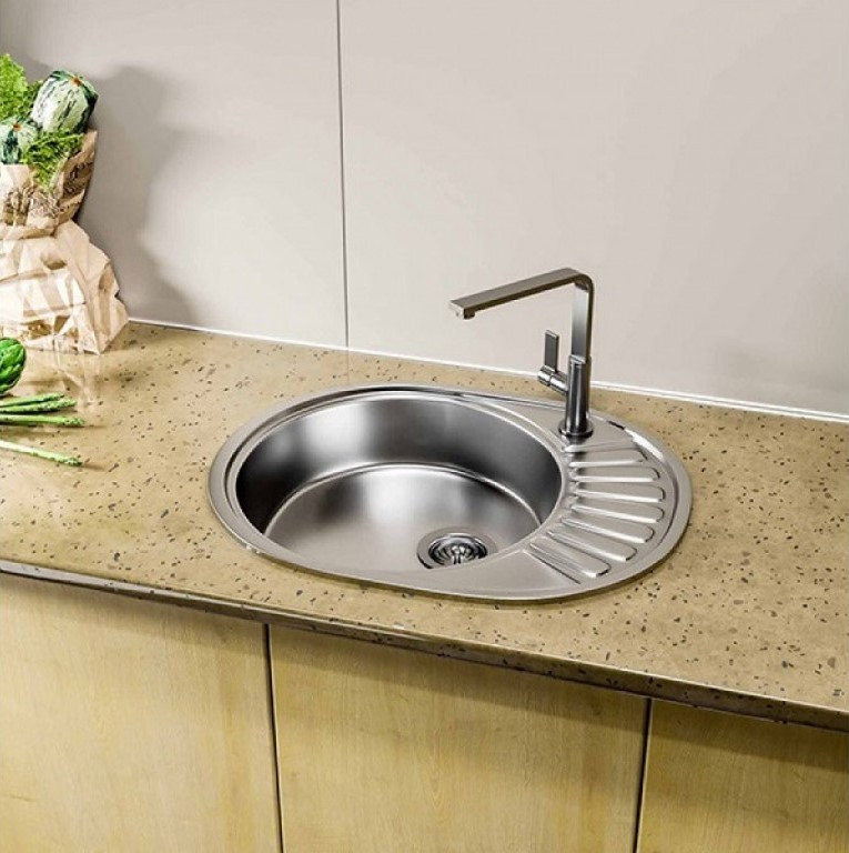 VLADIX  Мойка ВРЕЗНАЯ овал 45x57L (Decor)* 0,60мм + сифон (15шт/уп.) - миниатюра №3