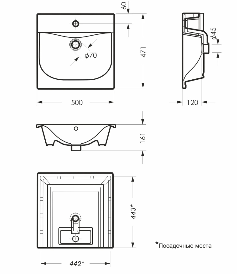Умывальник мебельный Sanita Lux Breeze 50 ВКС Белый S1 500х161х471 - Изображение №2