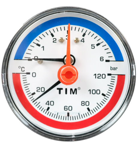 Термоманометр   6 bar аксиальный 63 мм TIM - Изображение №1
