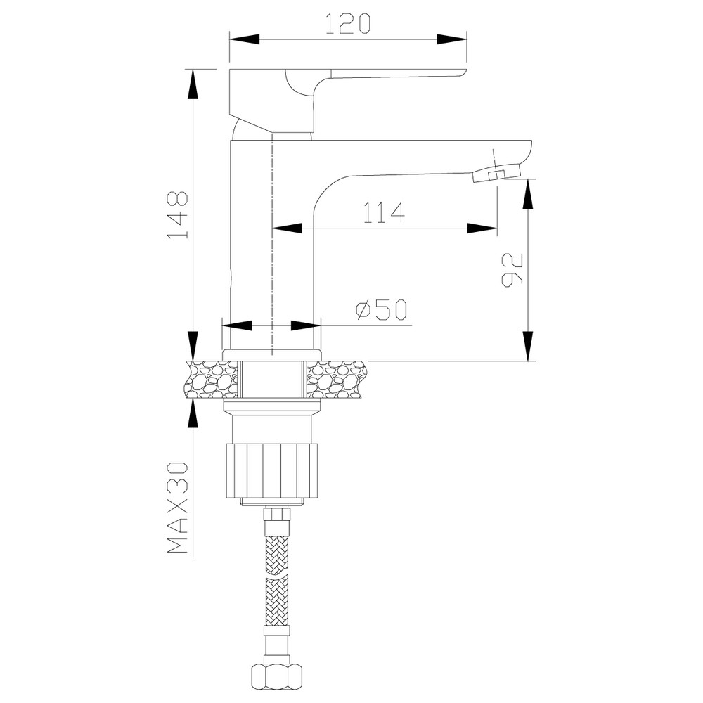 Смеситель д/умывальника MIXXUS MISSOURI 001 Ø35 ГАЙКА (BLACK) (10 шт/ящ) - миниатюра №2