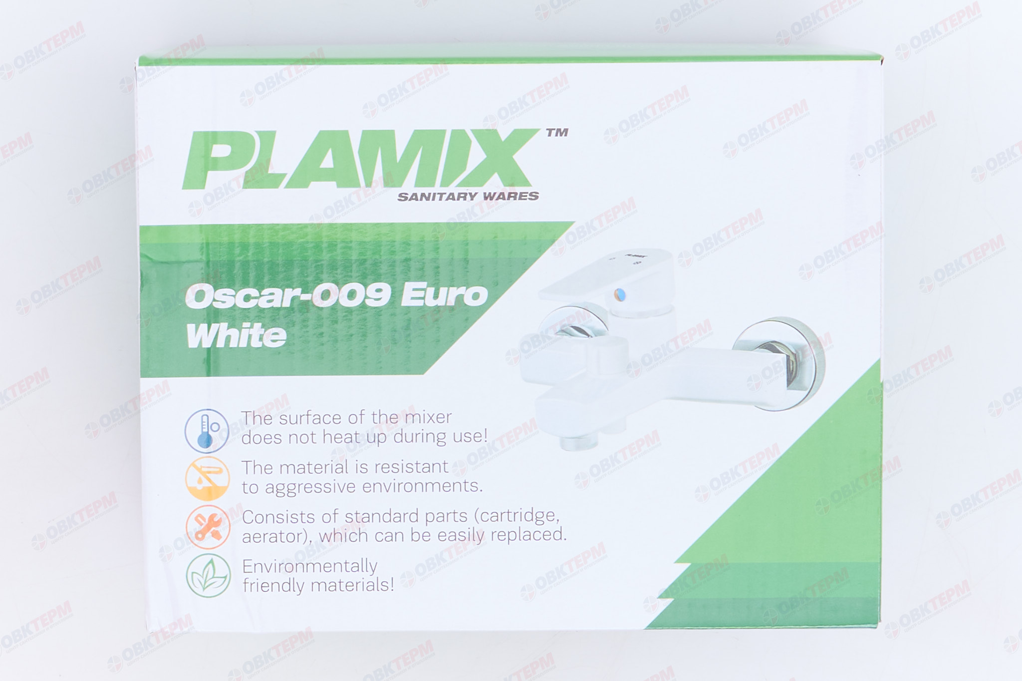 Смеситель д/ванны PLAMIX Oscar-009 EURO White, короткий, Ø35 (без шланга и лейки) (24шт/ящ) - миниатюра №6